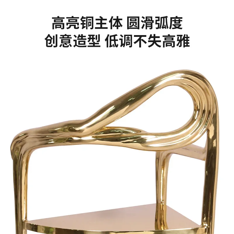 Pure Copper Craft Makeup Chair Fashion Luxury Living Room Dining Chair Designer Creative Beauty Chair