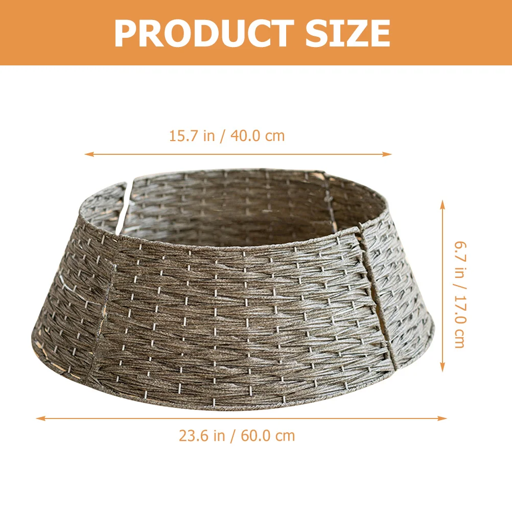 

Christmas Tree Collar Plastic Rattan Basket Cover For Artificial Xmas Tree Base Farmhouse Style Indoor Outdoor Party Holiday