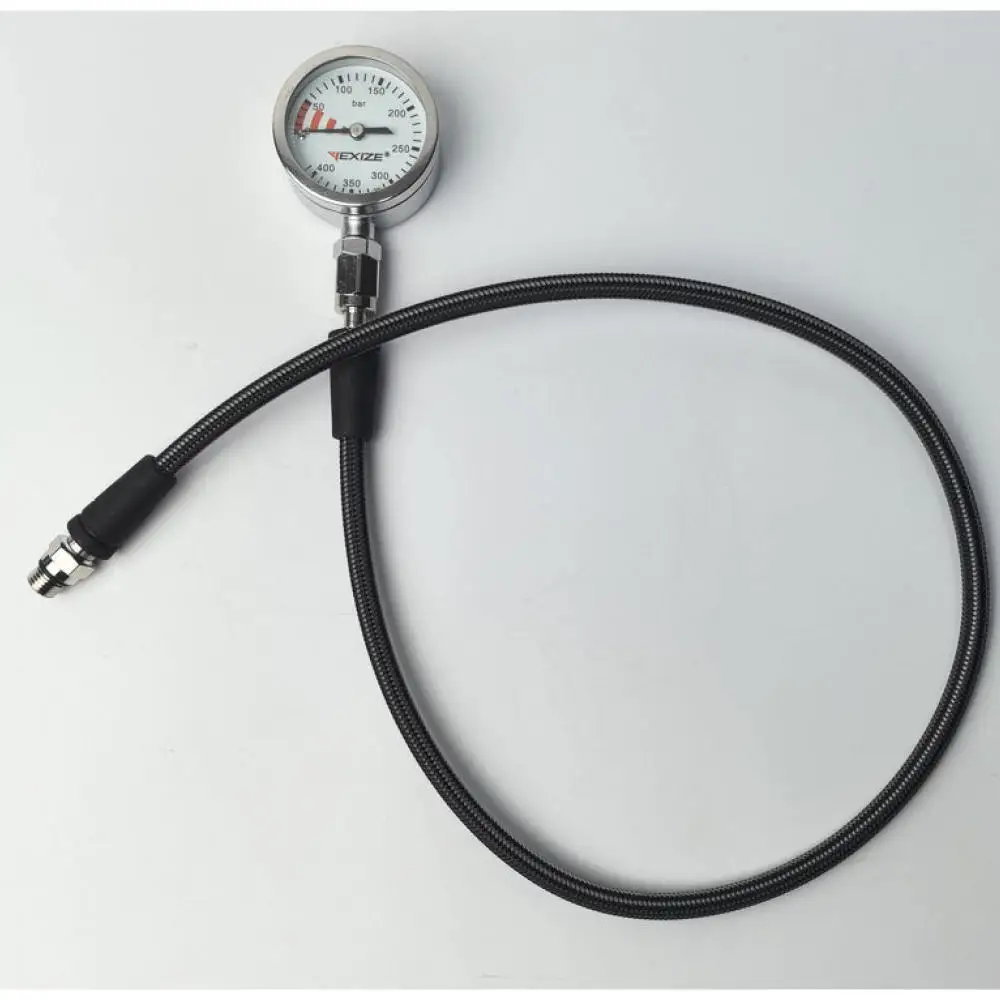 For YEXIZE Mechanical Scuba Diving Pressure Gauge Regulator High Pressure Hose Underwater Air Remaining Monitor