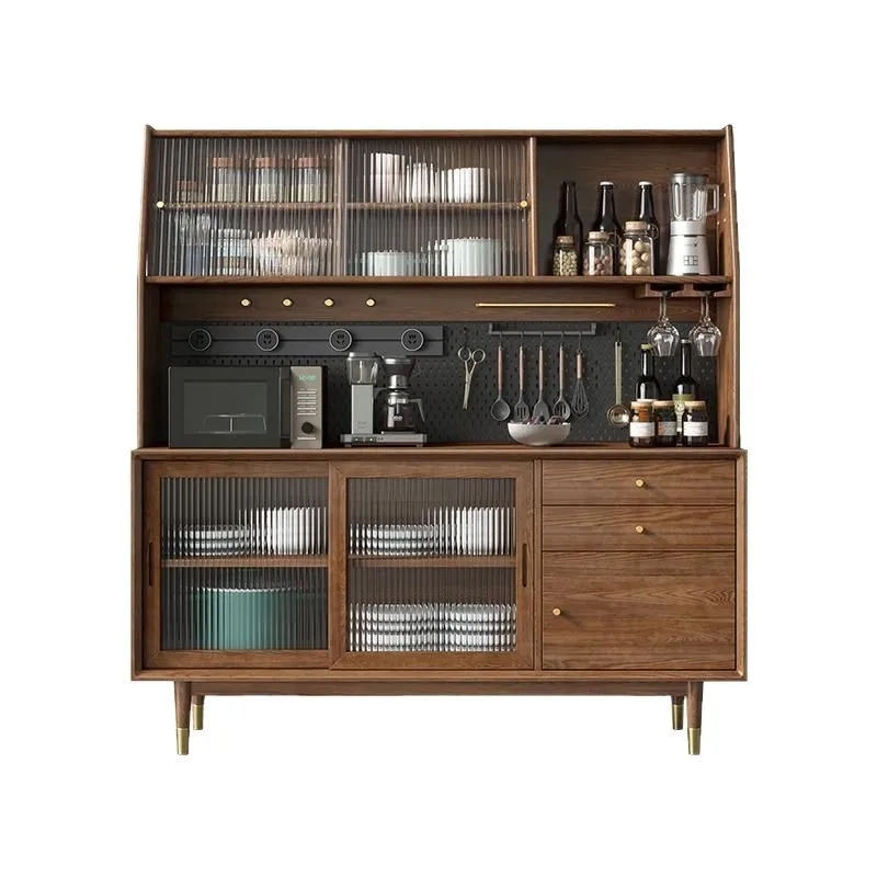 Solid Wood Dining Side Cabinet Integrated Wall Locker Wine Cabinet  Storage High Cabinet Kitchen Storage Cupboard