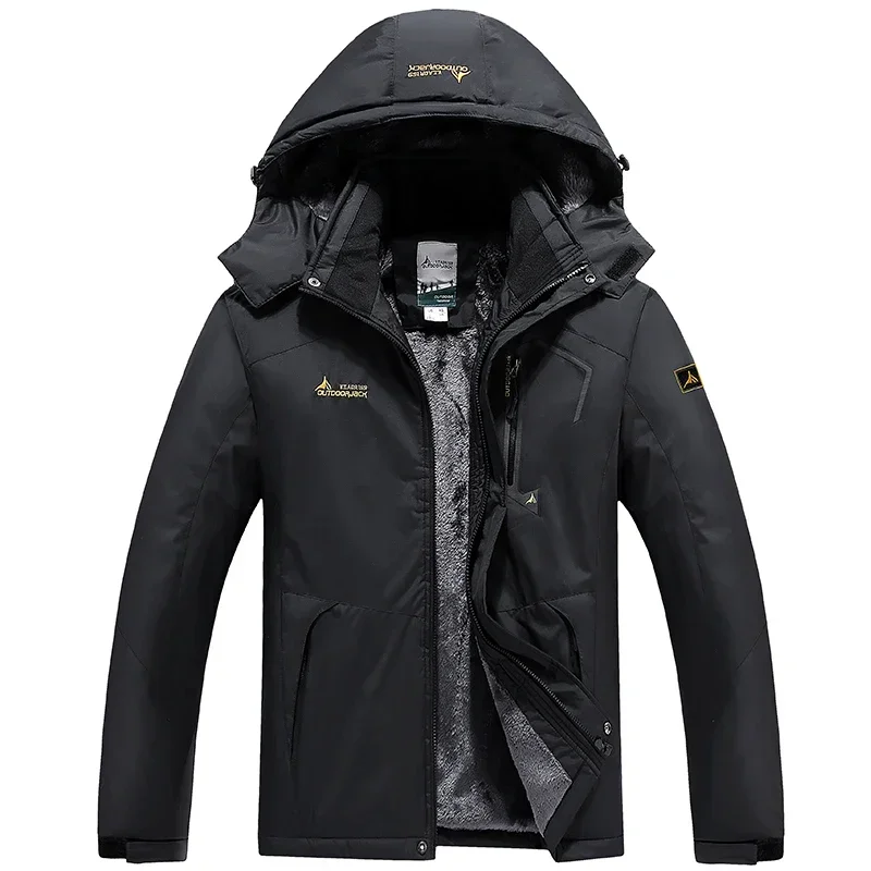 

Autumn Winter Big Kids Outdoor Sports Plus Plush Thick Stand Up Collar Jacket Fashionable Comfortable Windproof Breathable Top