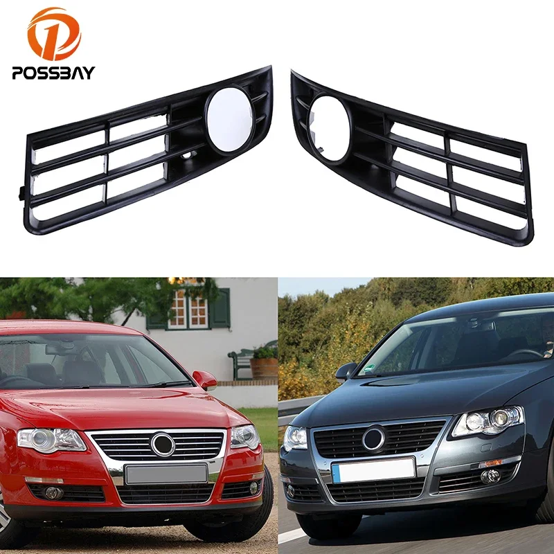 

POSSBAY Left/Right Side Fog Light Cover for VW Passat B6 Sedan/Wagon 2005 2006 2007 2008 2009 2010 Front Lower Bumper Grilles