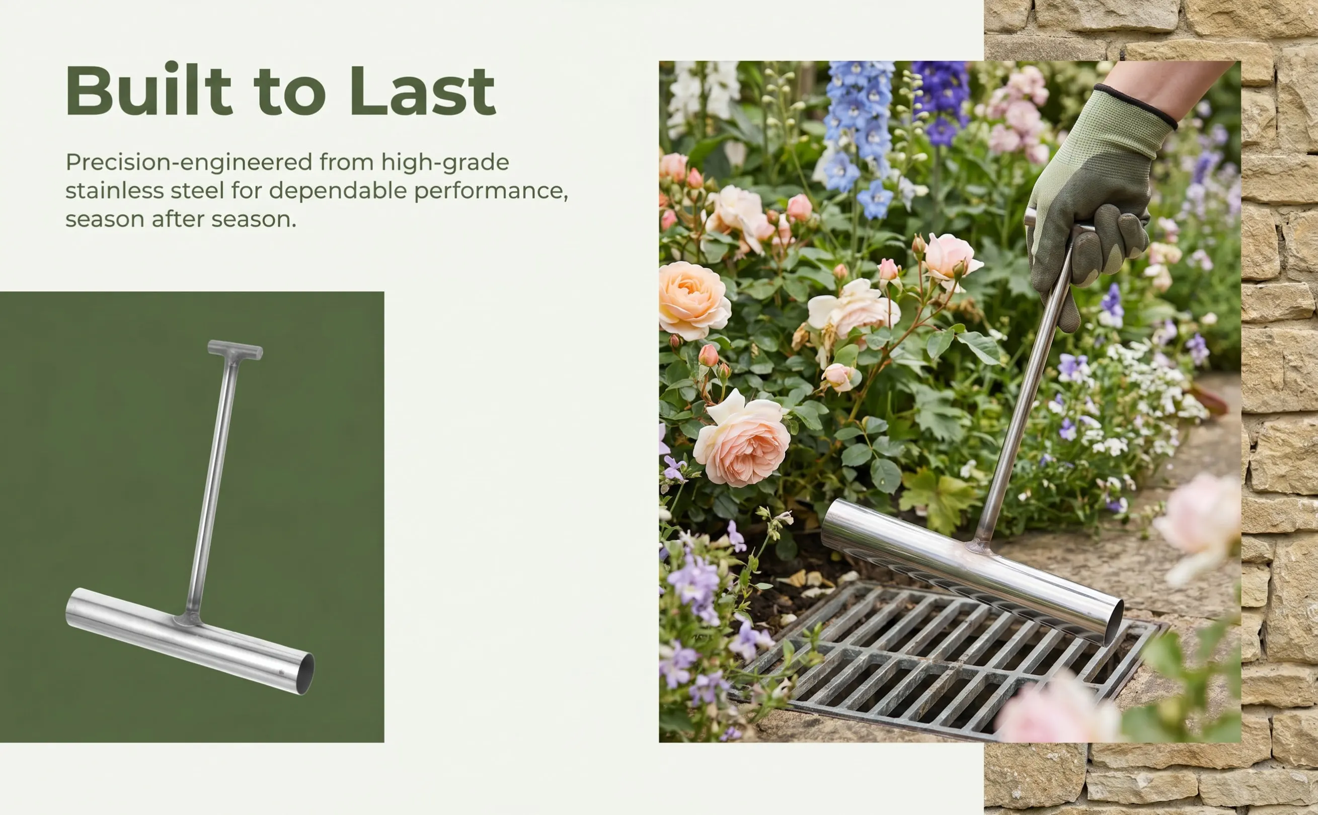 Heavy Duty Stainless Steel Manhole Hook T-Shape Lifting Tool for Manhole Covers Septic Tank Lids Drain Grates Roller Shutters
