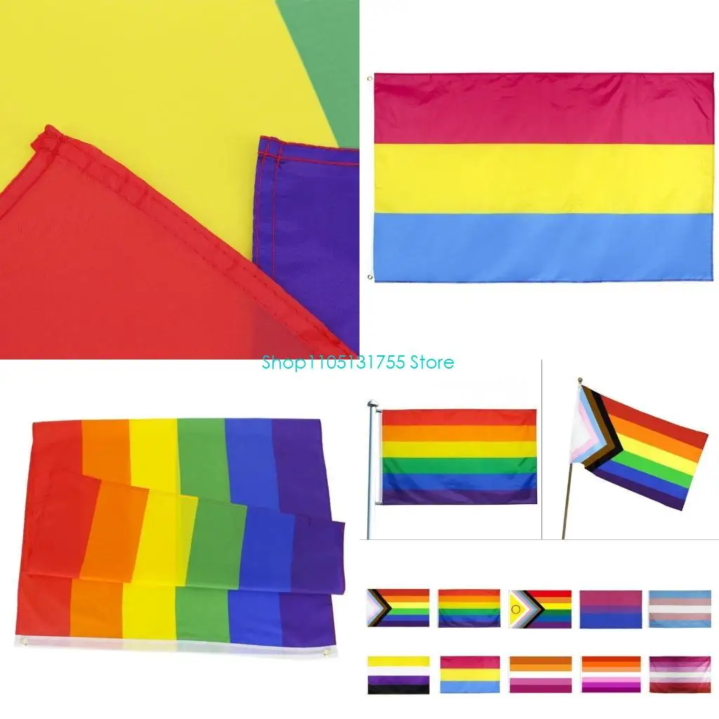 K0EF 90x150cm Colorful Rainbow Flag Home Decorations Gay-Friendly Flag Banners