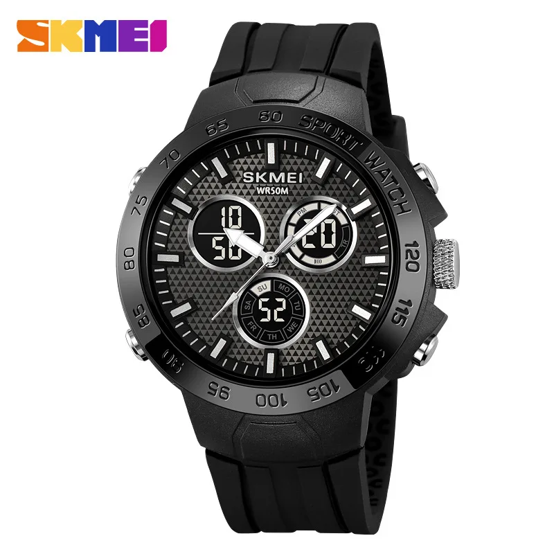 ساعة SkmeiMen's Student العصرية الرياضية الإلكترونية وساعة منبه مقاومة للماء ومضيئة ومتعددة الوظائف
