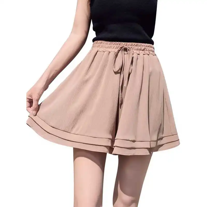 Sommer Casual frauen orts Lose Breite Bein Hohe Taille Pendler Sle PVC Stoff Polyester Faser 00% Mittleren alters Geeignet