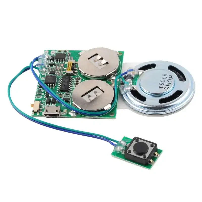 Voice Module DIY Music Module USB Download Greeting Card Button Version Christmas Birthday MP3 Song Recording Board 4MB Memory