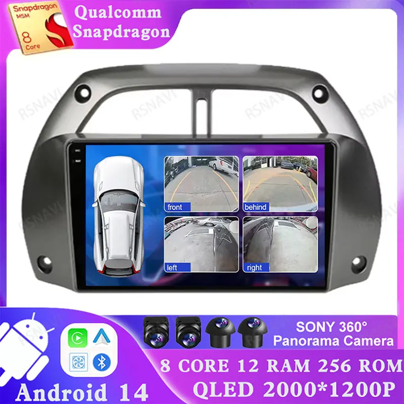 

Android 14 для Toyota RAV4 Rav 4 2001 2002 2003 2004 2005 2006 проигрыватель Qualcomm Viedo мультимедийный DSP BT 4G LTE Стерео GPS 2 DIN