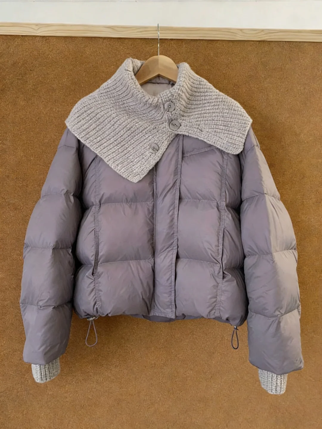 

Grey Knitted Patchwork Cotton Jacket Women's Fashion Winter New Loose Warm Versatile Outerwear Korean Style Thickened Long Sl...