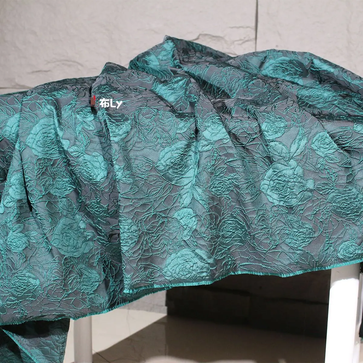Green Plum Embroidery Texture Fabric Irregular Jacquard Cloth For Dress,Cheongsam & Evening GownHigh-endDesigner ApparelMaterial