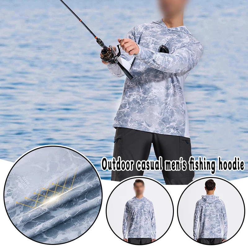 

Men's Fishing Shirt - Hooded Sun Protection, Anti-Mosquito, Breathable & Quick-Dry Lightweight Long Sleeve UV Shirt for Outdoor