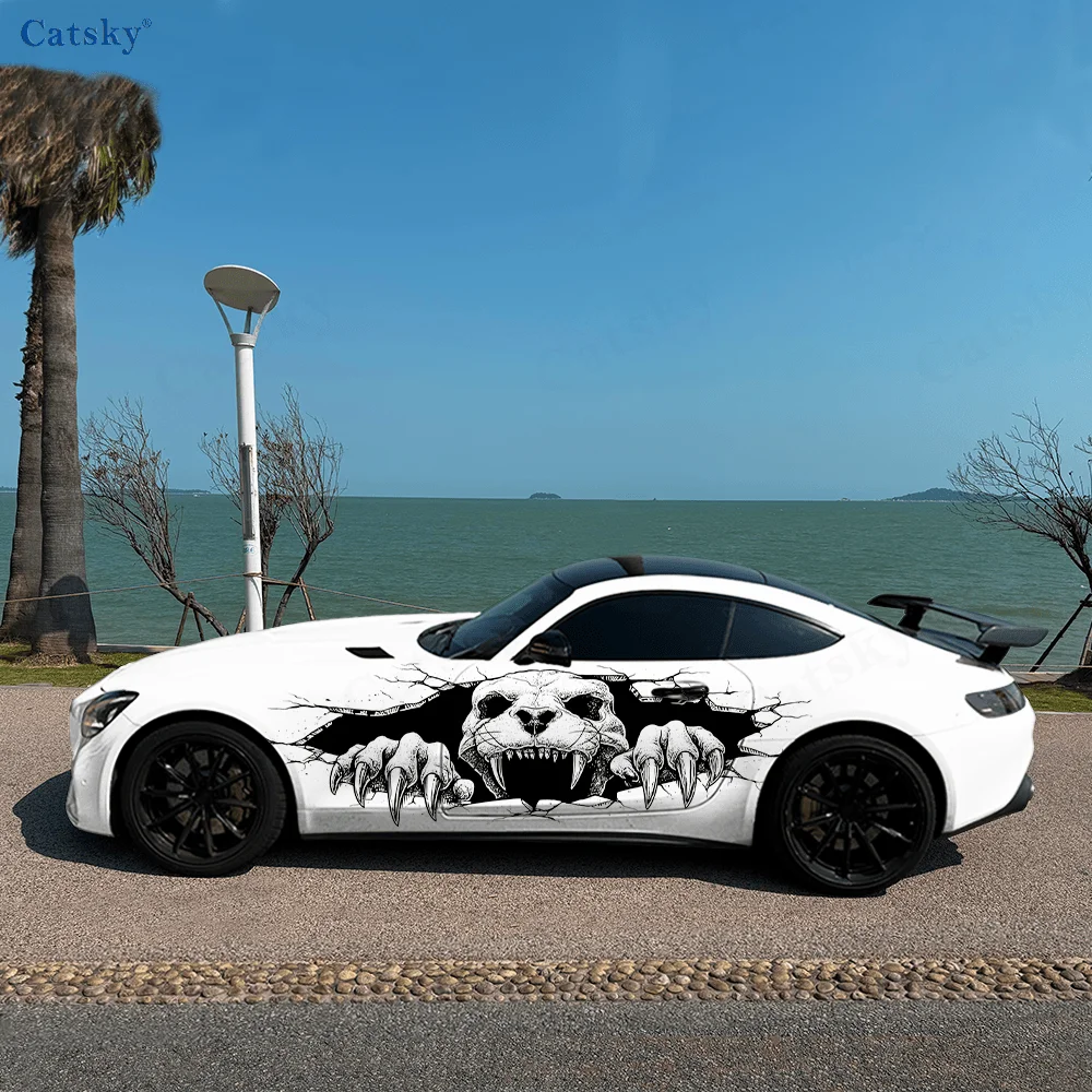 

Тигровый череп, острые когти, автомобильные виниловые наклейки, самоклеящаяся наклейка из ПВХ, подходит для грузовиков, внедорожников, украшения, автоаксессуары, подарок