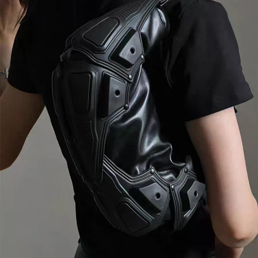 Bolsos de hombro de tendencia oscura moderna europea con diseño de nicho para chica picante Y2k, bolso cruzado funcional con media luna para mujer