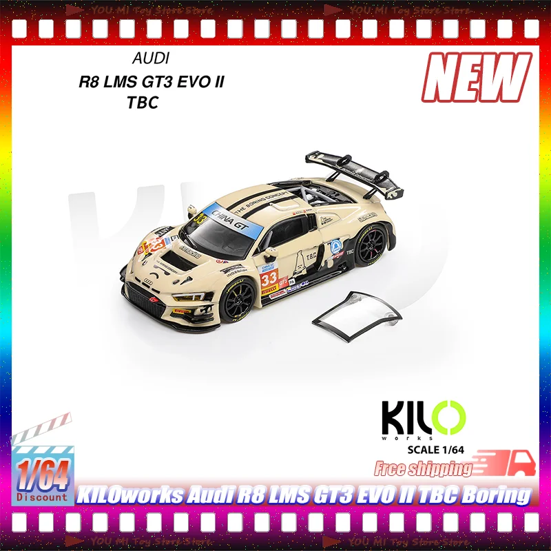 

1:64 New Kiloworks Audi R8 Lms Gt3 Evo Ii Tbc Boring White Alloy Die-Casting Racing Car Models Collectible For Hobby Enthusiasts