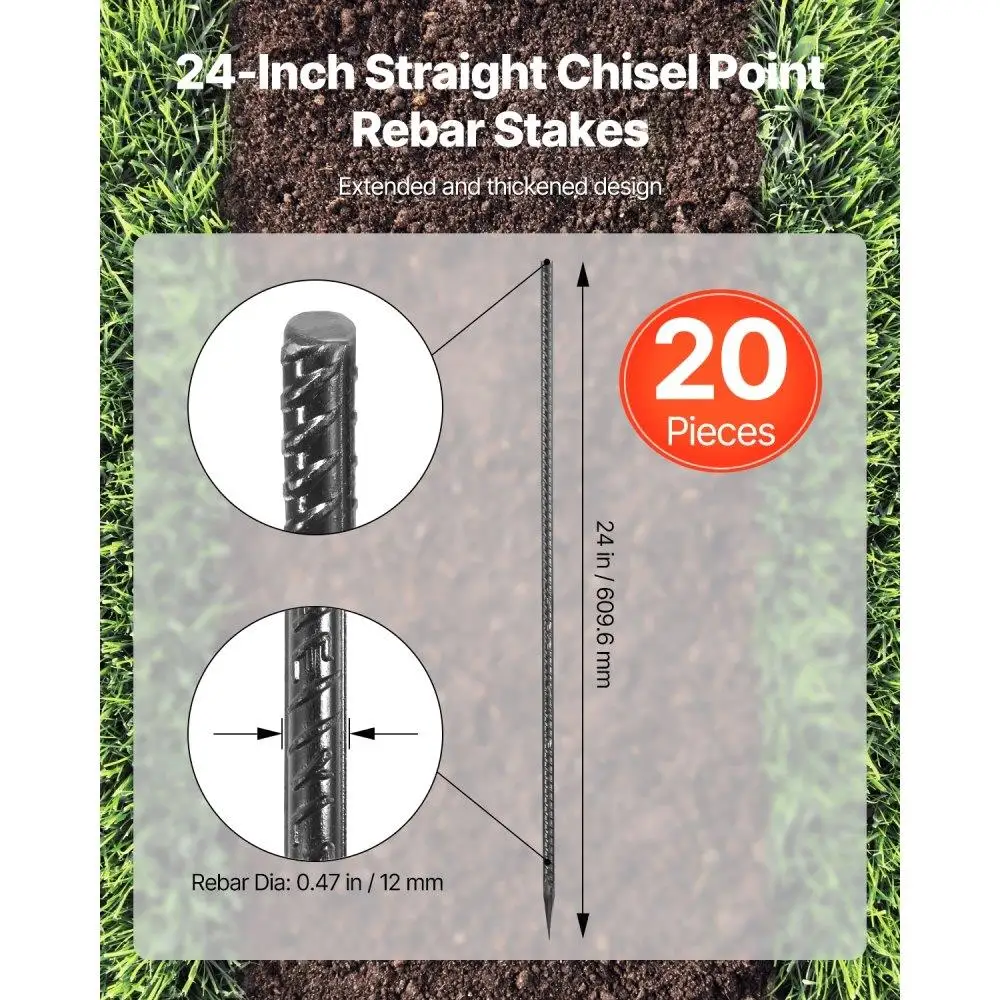 16 Inch Heavy Duty Rebar Stakes Galvanized Steel Ground Anchors for Outdoor Use Camping Gardening Landscape Support