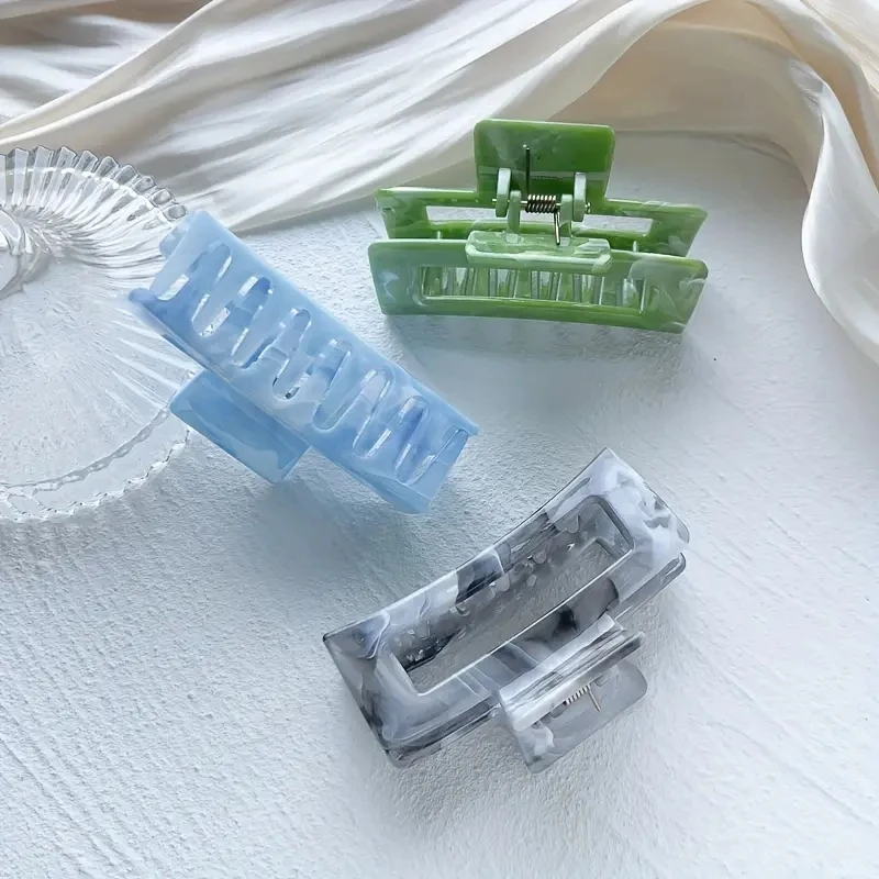 Multi Color Rectangle  Claw Clips, Colorful Non-Slip Strong Hold Jaw  Clamps, Styling Accessories For Women Girls Thin T