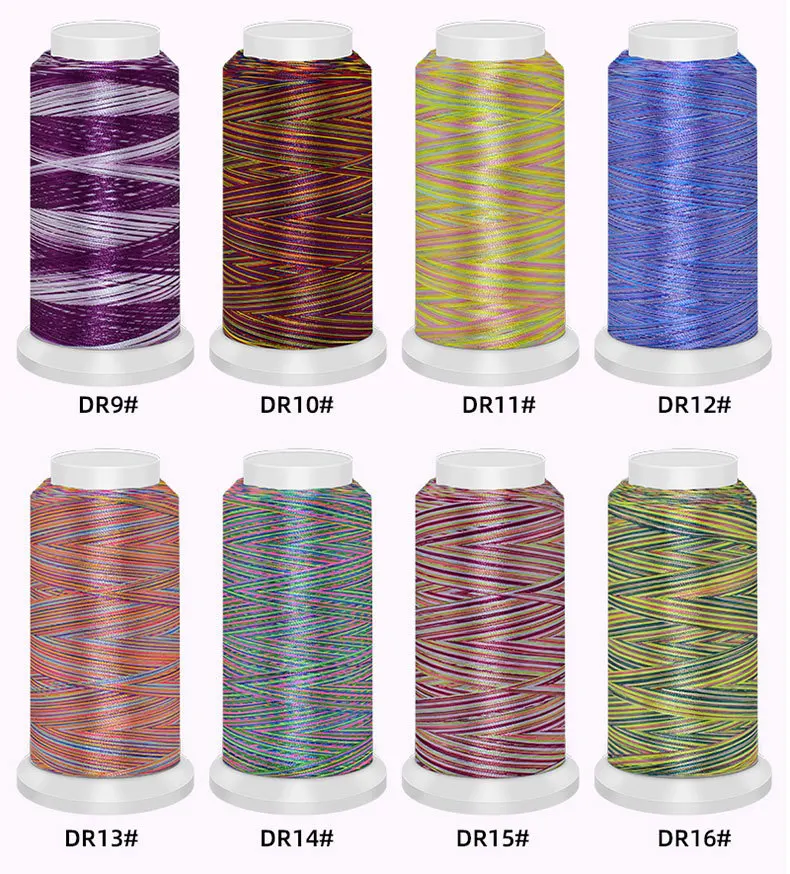 

Colourful Gradient Embroidery Thread 108D/2 Section Dye Tassel Thread Twisted Strand Sewing Thread Knitting Jewellery Thread