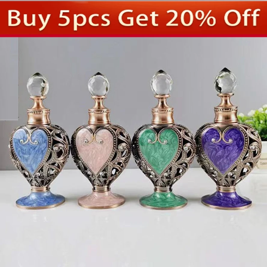 

Antiqued Metal Perfume Bottle Arab Style Essential Oils Dropper Bottle Container