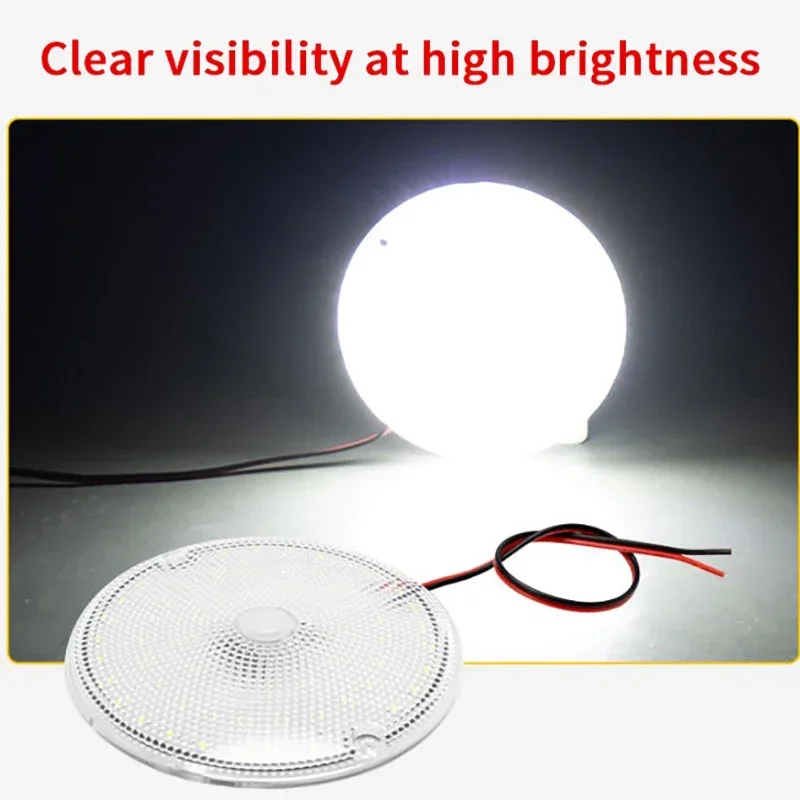 

Высокая яркость 60 светодиодов круглый интерьер грузовика прозрачный переключатель RV Camper Light 9-85 В лампа багажника автомобиля