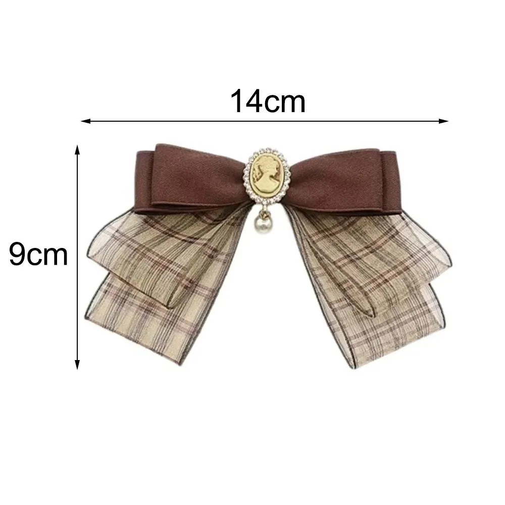 Fashion Rhinestone Crystal Ribbon Bowtie Brooch Pin Polyester Vintage Jewelry Necktie Cravat Bowtie for Women