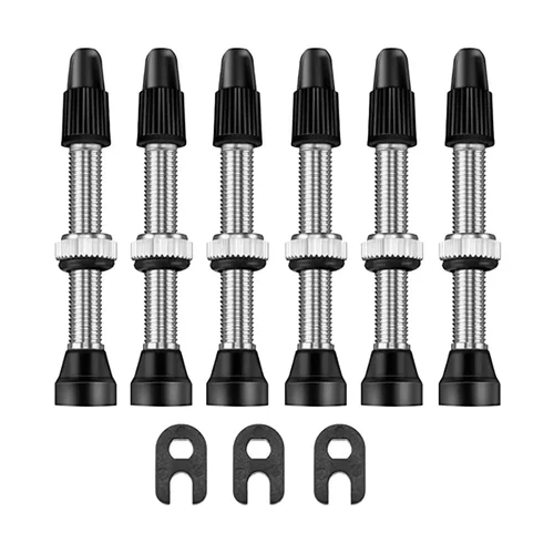 Imagen 2 del producto Válvulas sin cámara Presta Stem de 6 piezas: incluye herramienta de extracción de núcleos, reemplazo duradero para mantenimiento de reparación de bicicletas de montaña