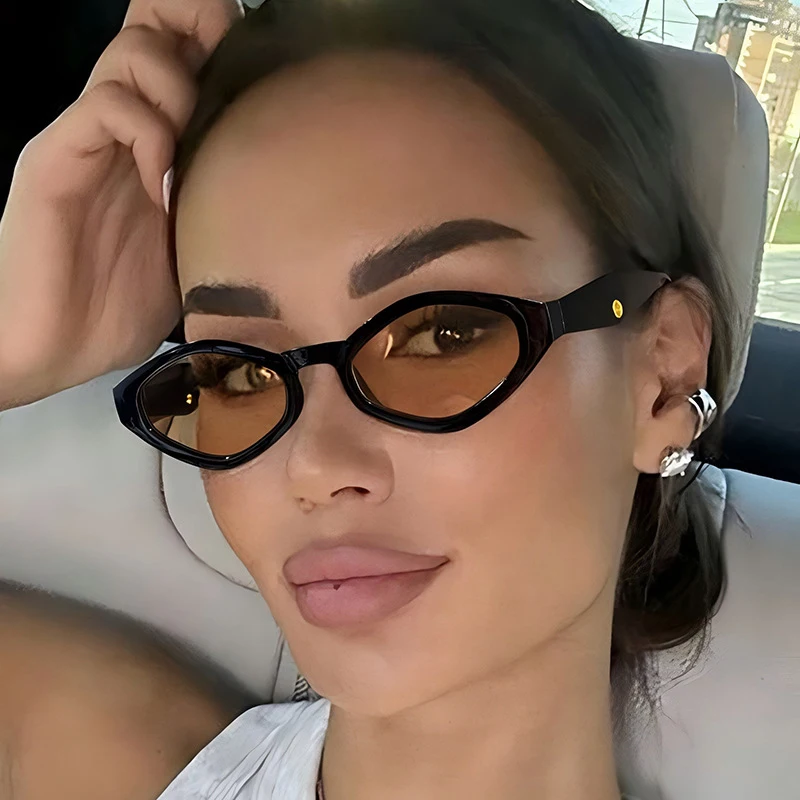 Cycling 2pcs Fashion Polygonal Shaped Women‘s Sunglasses Vintage Small Frame Punk Hip-hop Sun Glasses Outdoor Travel Eyewear