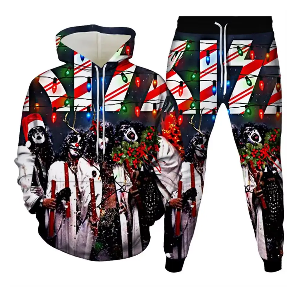 

Autumn KISS Rock Band 3D Printed Hoodie Suit Men Sweatshirts Sweatpants Casual Fashion Two Piece Tracksuit Set Men's Clothing