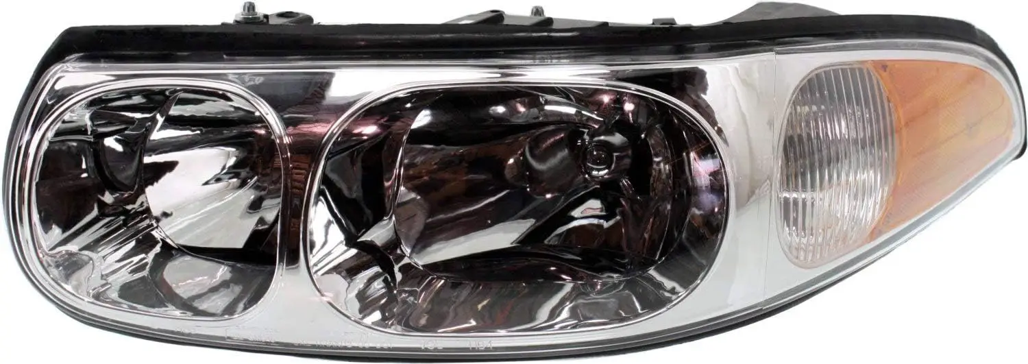Headlight Pair Assembly Halogen for 2000-2005 LeSabre, Includes Bulbs, Fluted High Beam, Compatible with Custom, Replaces #25769