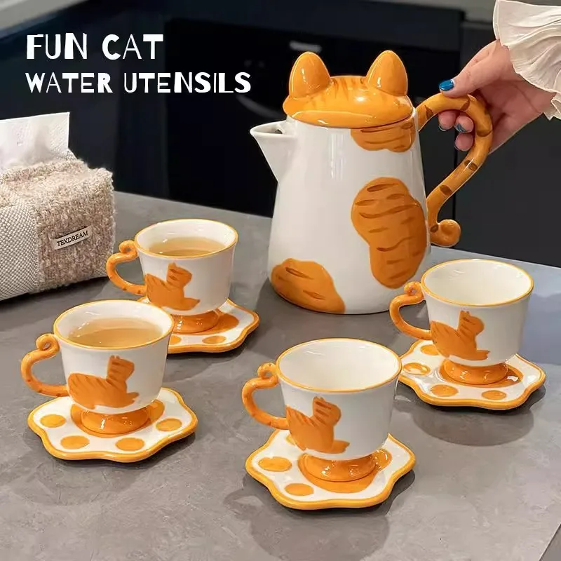 Cute Cat-shaped Tea Set, Ceramic Water Cups Kettles Utensils, Teapots,  Wedding Gifts Creative Household Drinking Utensils