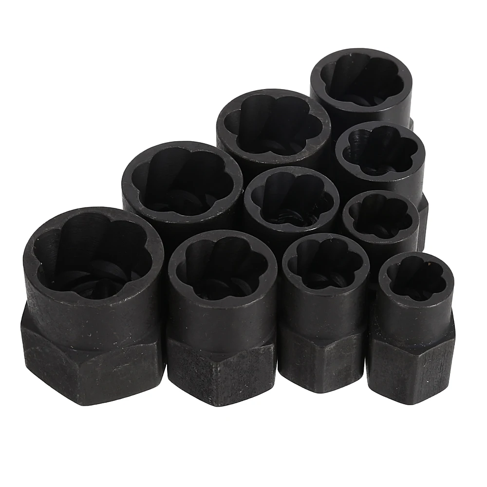 

10PCS Bolt Extractor Kit 3/8" Drill Bit SetInch Drive Easy Out Nut and Bolt Extractor Set For Damaged Studs Rusted Rounded Bolts