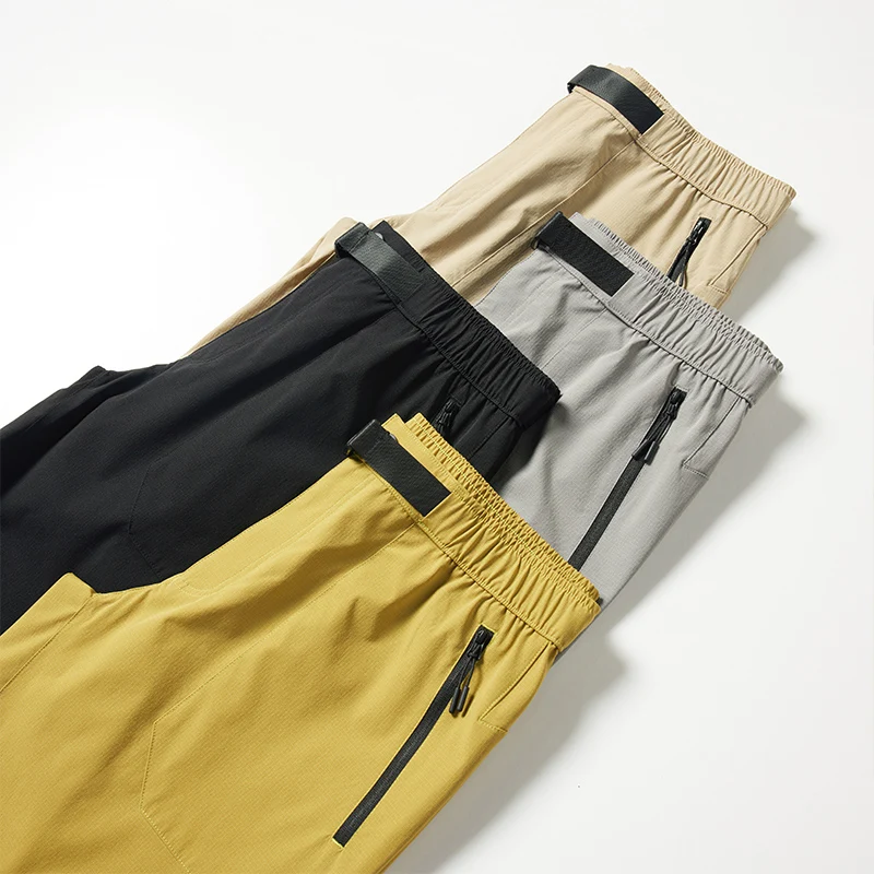 New Summer Men'S Outdoor 5-Point Trousers Teenagers Quick Drying Antibacterial Large Pocket Loose Hiking Running Sports Pants