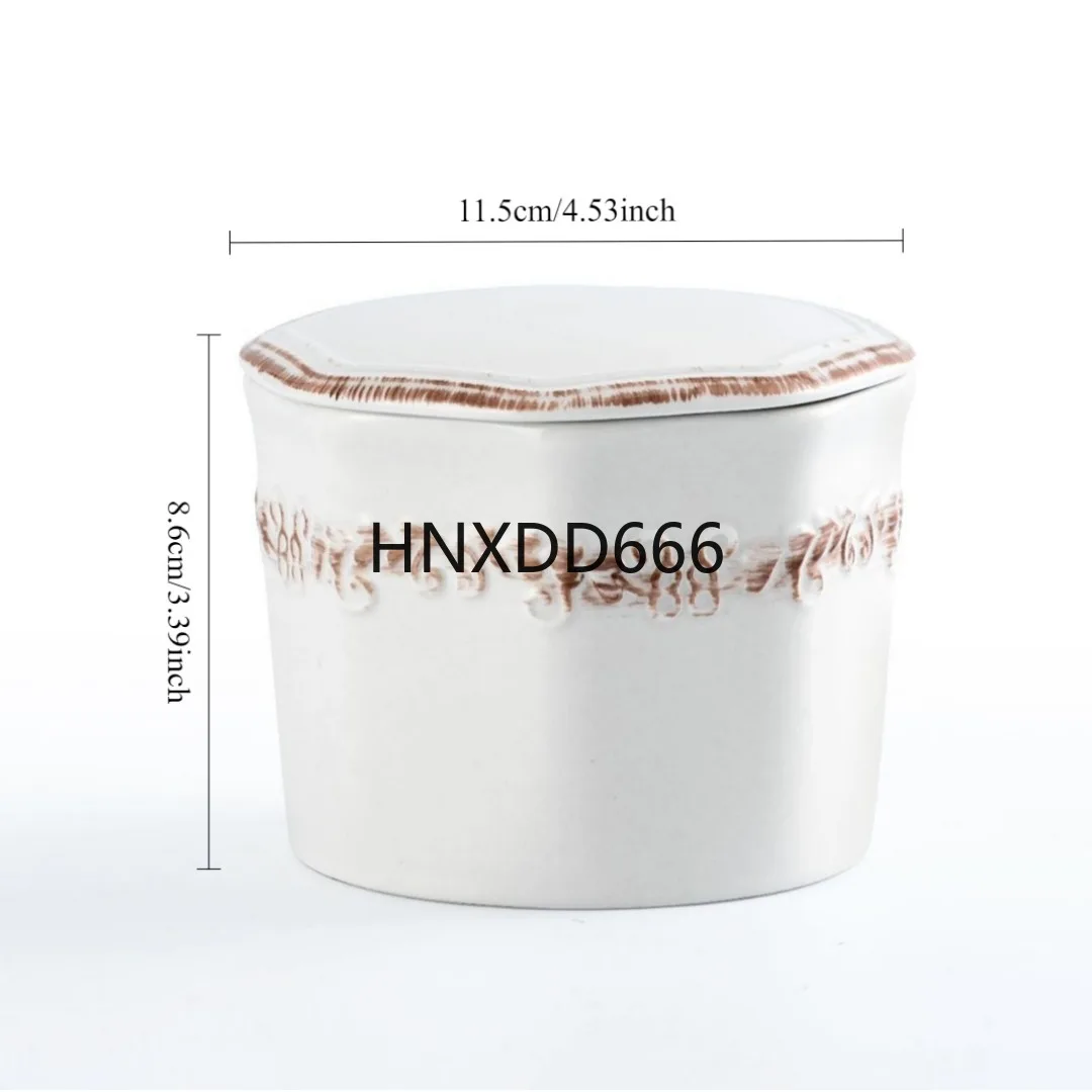 

1PC simple modern polygonal ceramic sealed jar Home kitchen butter fresh-keeping cup cheese fresh-keeping storage jar