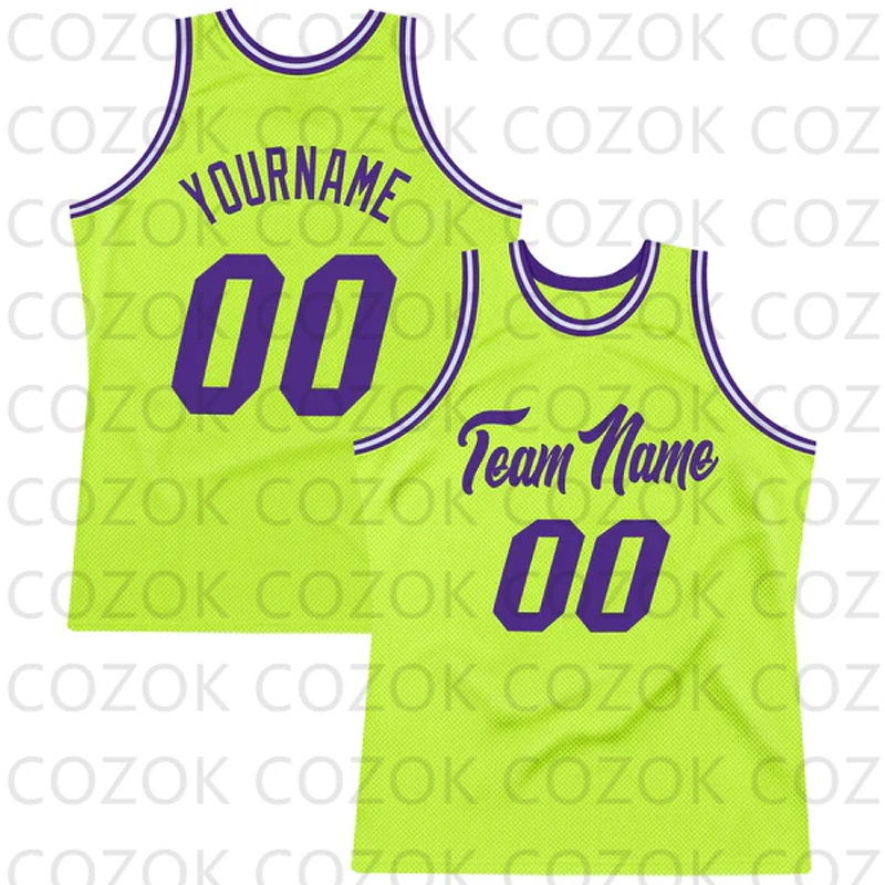 Custom Fluorescent green Basketball Jersey Tank Tops for Men Jersey Personalized Team Unisex Top