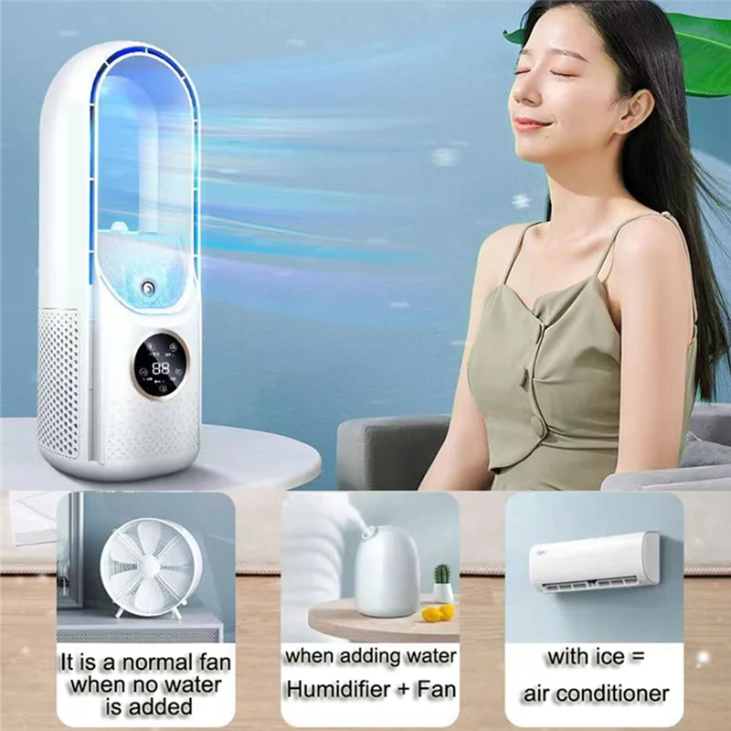 ABCL مبرد الهواء شاشة LED لتكييف الهواء والترطيب مروحة كهربائية 6 سرعات مؤقت صامت مروحة مرطب