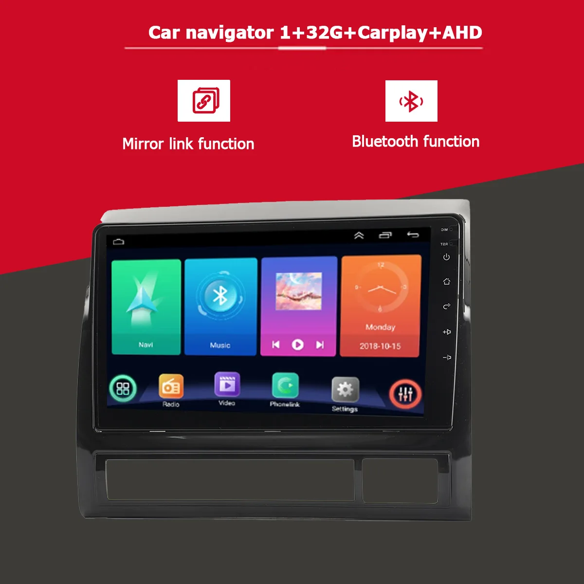 Carplay Android 9-Inch Car Navigator 1+32G+Carplay+AHD Is Suitable For Toyota Tacoma 05-13 Years