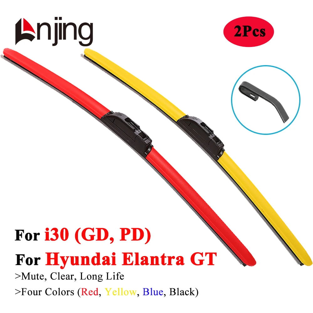 

LNJING Colorful Hybrid Wiper Blades For Hyundai Elantra GT I30 2013 2014 2015 2016 2017 2020 2022 2024 Car Exterior Accessories