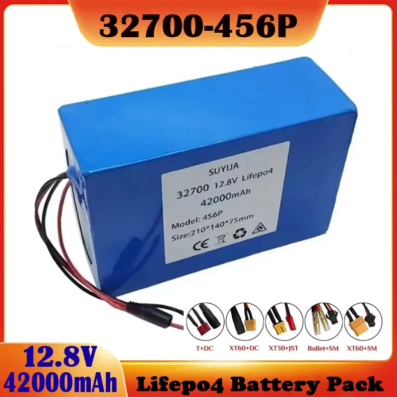 32700 42000mAh 4S6P Battery 12.8V Pack Lifepo4 Battery Pack+14.6V 2A Charger with 40A Same Port Balanced BMS 12V Power Supply