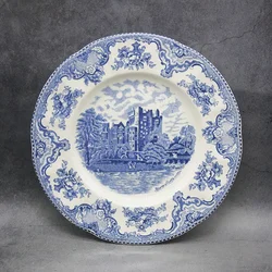 The Blue Britain Castles  Dinner Set European Style Dinner Ware Ceramic Breakfast Plate Beef Dishes Dessert Dish Soup Bowl