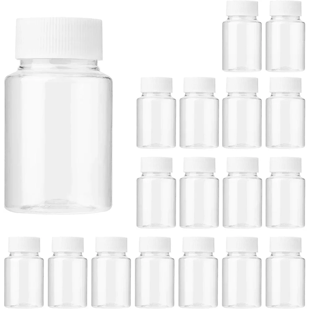 10PCS 20/30/80/100ML Plastic Clear Empty Seal Container with Screw Cap Refillable Pill Bottles Convenient for Home Travel Use