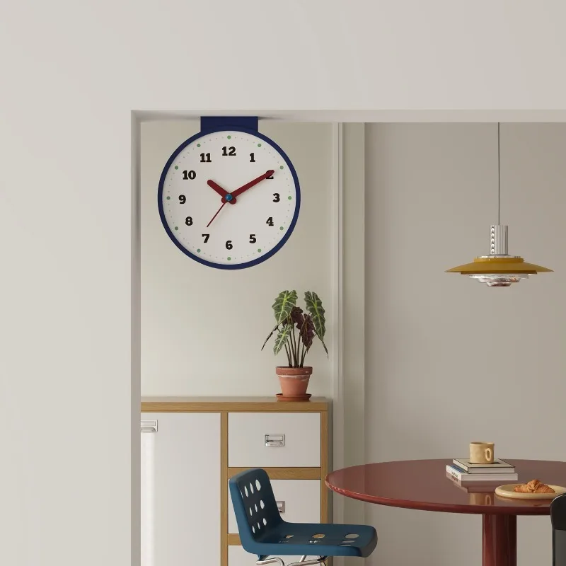 Hanging Wall Clock Silent Round Double-sided Wall Clocks Kitchen Living Room Large Number Quartz Clock Modern Art Home Decor