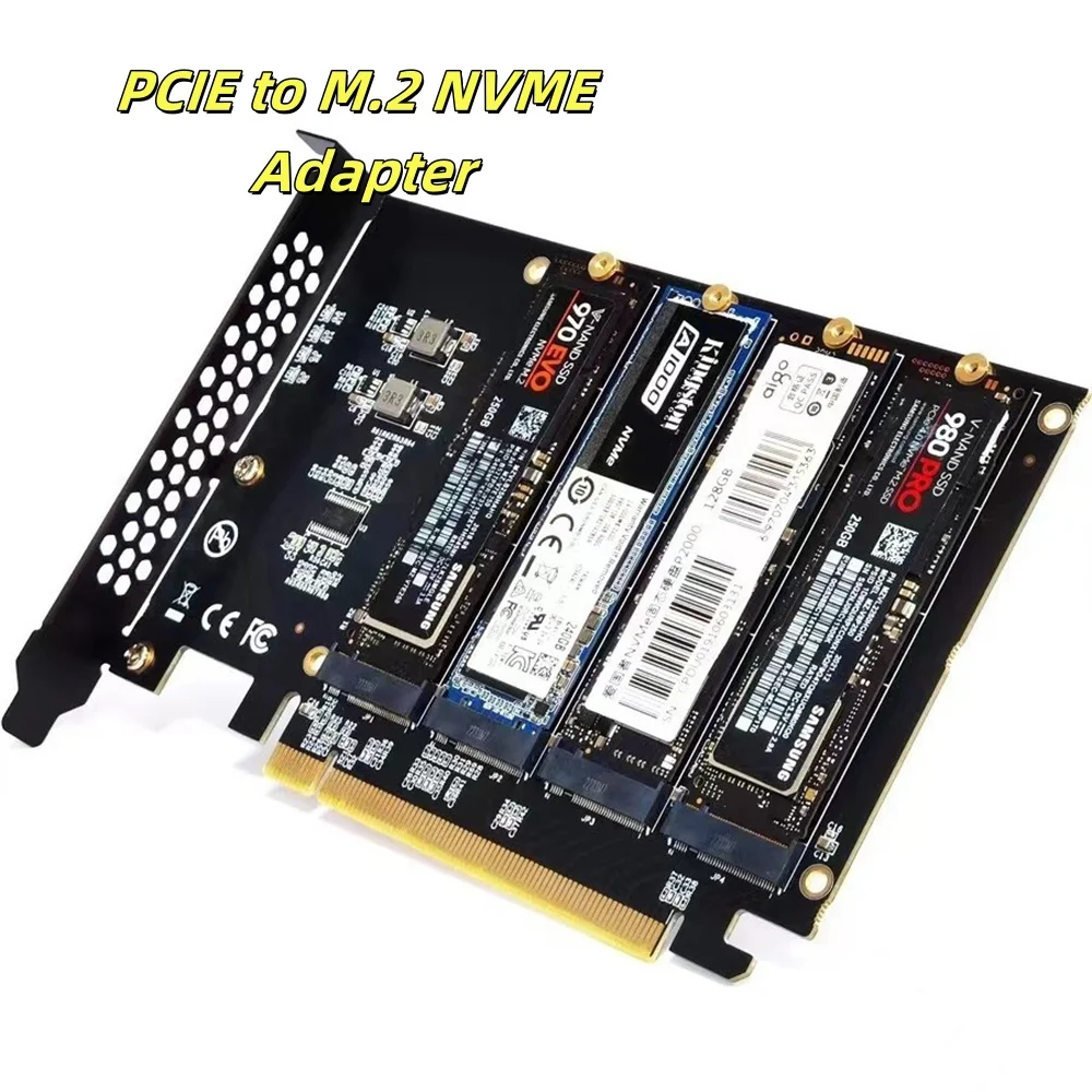 PCIE to M.2 NVME Adapter NVMe M.2 PCI Express Adapter 32Gbps PCI-E Card PCI x16 M Key SSD Computer Expansion Card Add On Cards