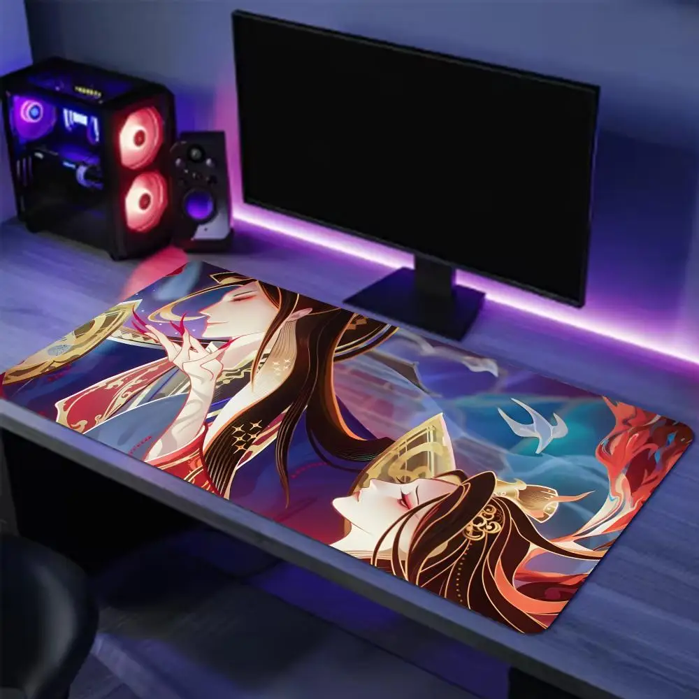 P-Pei Ming Heaven Officials Blessing Mouse Pad Large Gaming Mouse Pad  Non-Slip Rubber Base, Stitched Edge Waterproof Surface