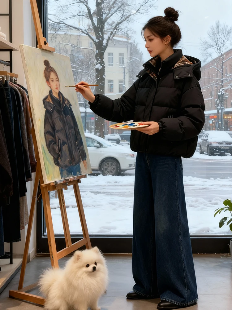 Kurtka damska zimowa z bawełny puchowej, zapinana na zamek, w stylu koreańskim, ciepła, modna, przeciwstarzeniowa odzież wierzchnia na ulicę.