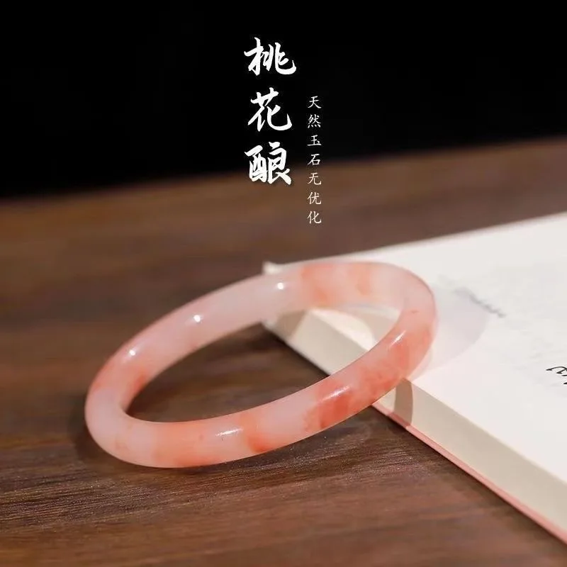 

Natural Gold Silk Jade Peach Blossom Bracelet Pink Peach Color Hot Sale Beauty and Bracelet for Women
