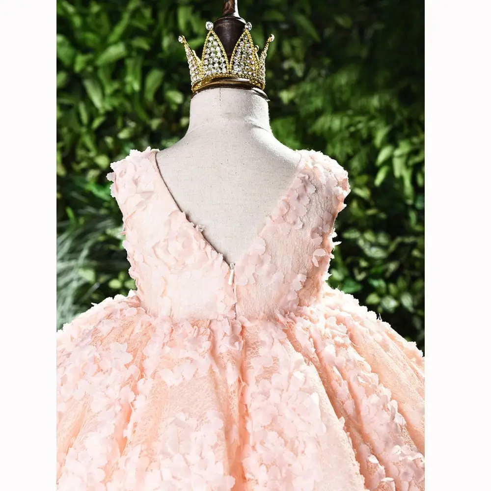 New Baby Girls Dress 1st Birthday Wedding Party Princess Dress 3D Flower Lace  Kids Dresses For Girls Teenage Dresses Ball Gown