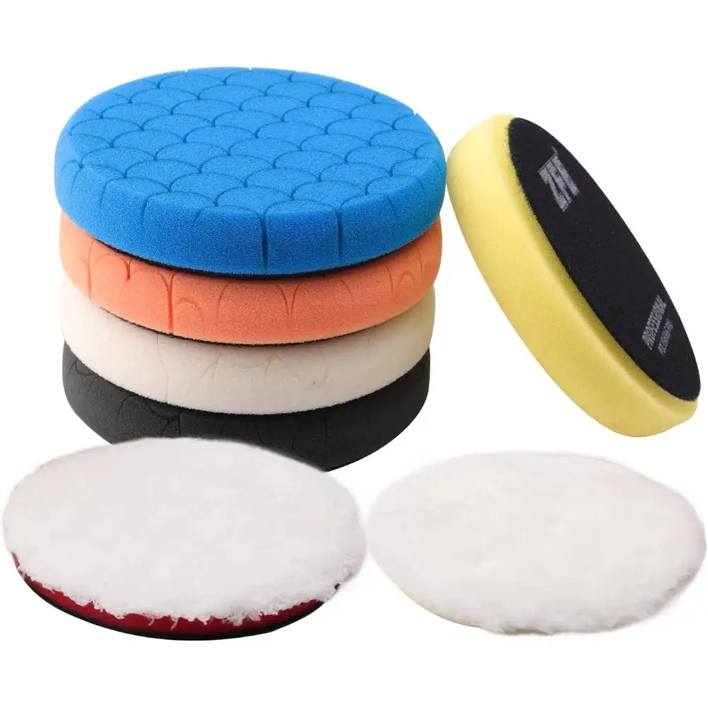 

7Pcs Buffing Polishing Pads 6 Inch Face For 150mm Backing Plate Compound Buffing Sponge Pads Polishing Waxing Tool