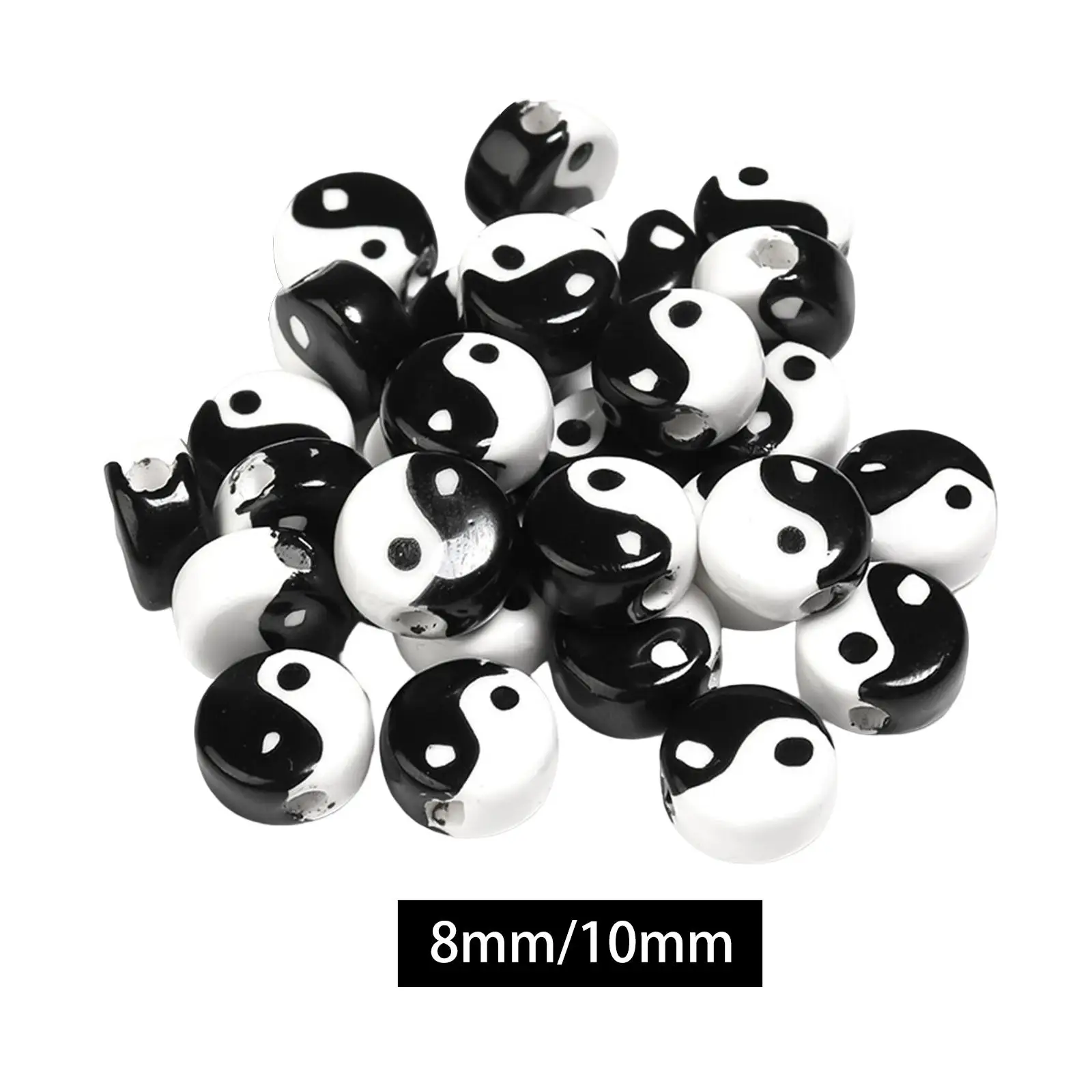 20 Pieces Ceramic Yin Yang Beads Durable Spacer Beads for Pendant Crafts DIY