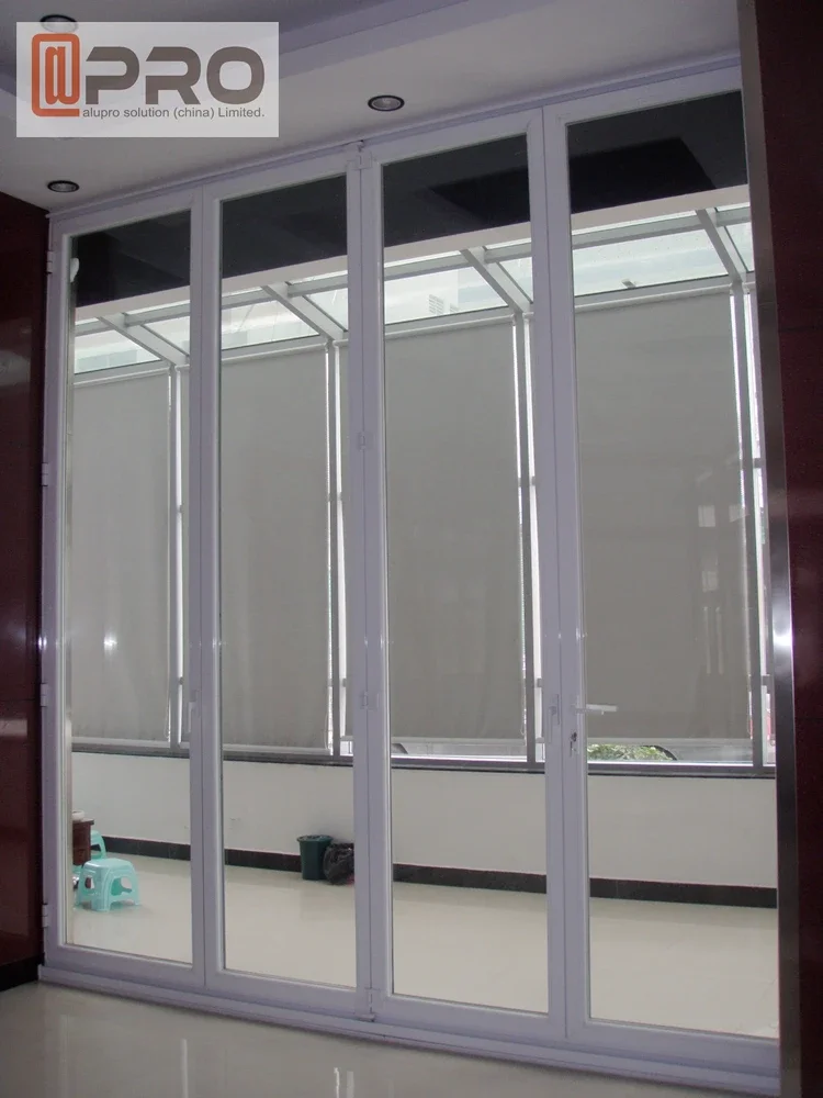 Aluminum Bifold Folding Glass Windows Aluminum Folding Screen Door Construction Detachable Materials Commercial Use