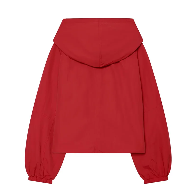 Goubioziy Women's Hooded 2026 New Spring and Autumn Solid Color Zipper Jacket with Bow Decoration Fashionable Casual Women's Top