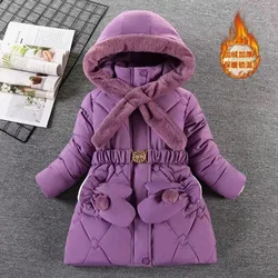 6 7 8 9 10 11 12 Years Winter Girls Jacket Fur Collar Keep Warm Fashion Princess Coat Hooded Zipper Girls Outerwear Kids Clothes